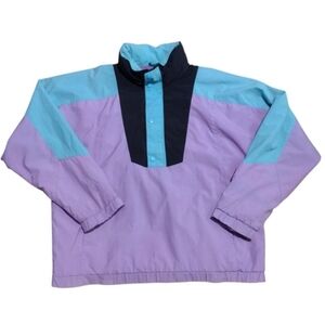 Vtg 90s Eddie Bauer Mens XL pastel Windbreaker Half Zip Pullover Grail - Rare